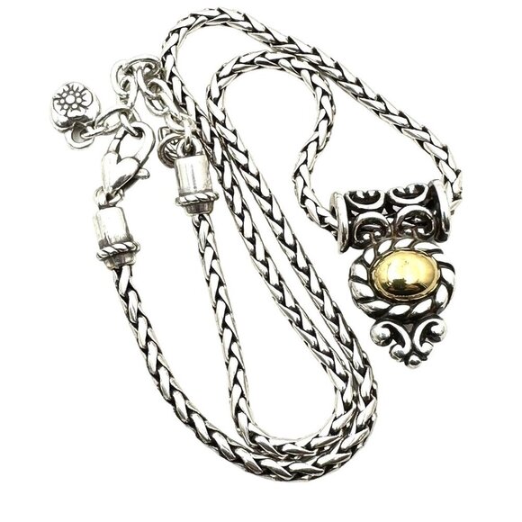 Brighton Womens Necklace Silver Reversible Pendant Gold Pearl 16 - 18 Inch - Picture 1 of 3